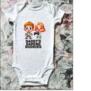 Daddy's Gaming Buddies | 100% Cotton Onesie | Multiple Sizes | Twins Boy-Girl